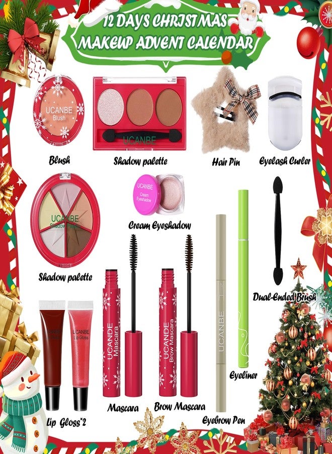 UCANBE Makeup Advent 2025, 12 Days Christmas Countdown Calendar Surprise Gift Kit, Festival Holiday Xmas Cosmetic Starter Makeup Set with 12 Beauty Boxes for Teens Girls Women - Image 3